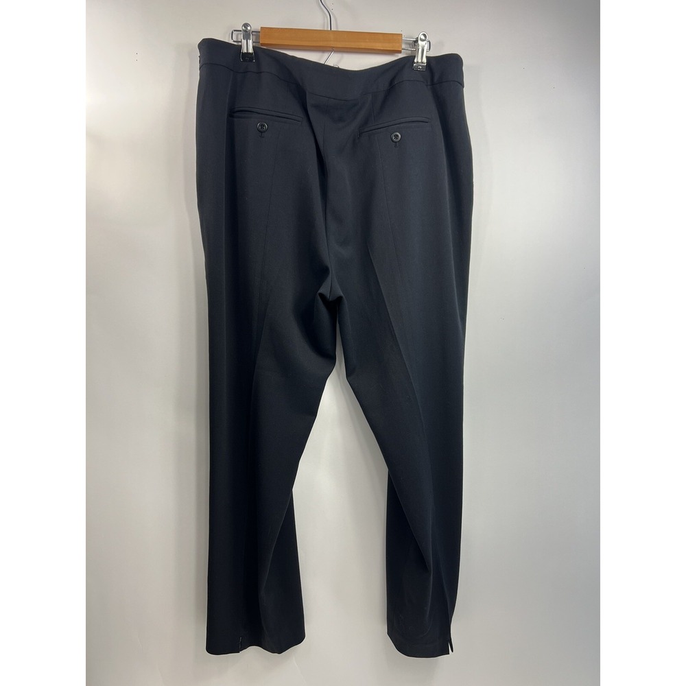 Ellen Tracy Flat Front Dress Pants Women's Size 16 Black Straight Leg Side Zip